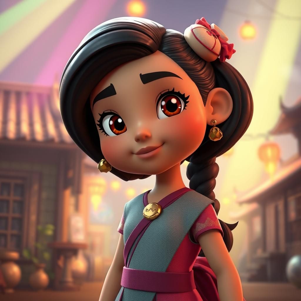 Raya in Vibrant 3D Cartoon Style