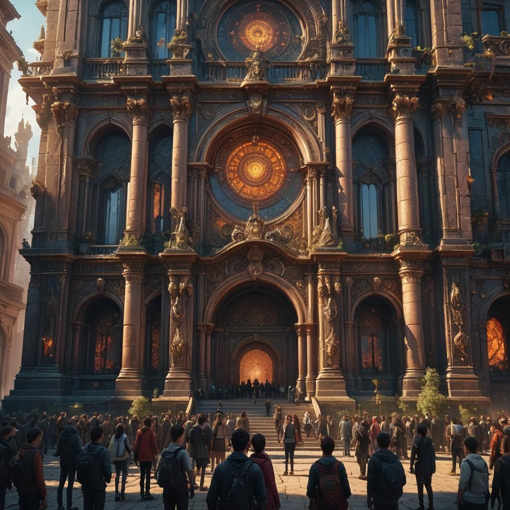 Fantasy Architecture with Vibrant Glowing Details