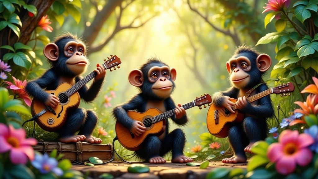 Happiness is a 3-piece Monkey Bluegrass Group