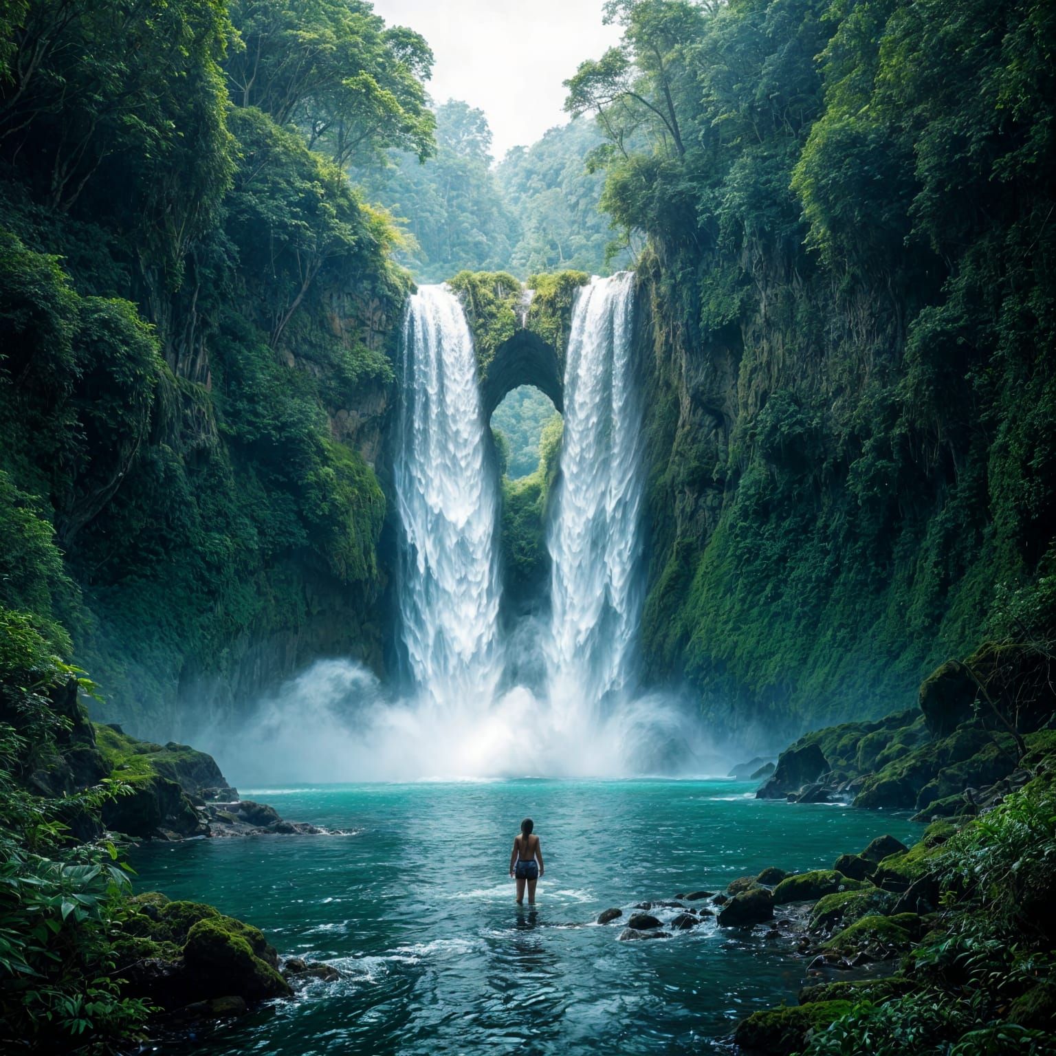 Emerald Jungle Waterfall from Keyhole Rock