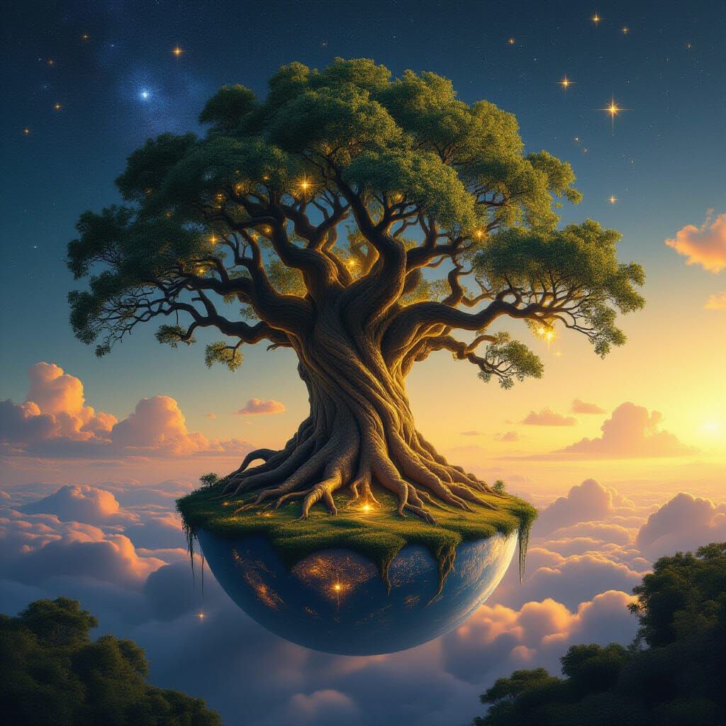 Cosmic Tree Roots Encircle Miniature Planet