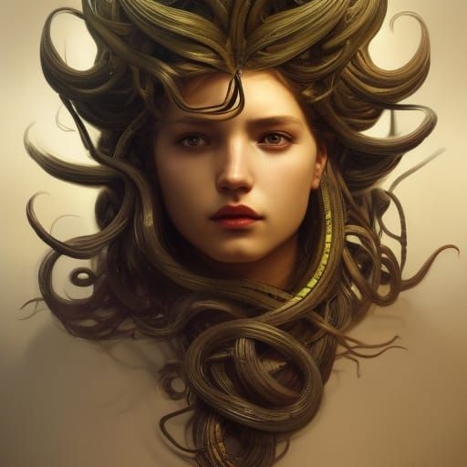Medusa Portrait in Art Nouveau Style