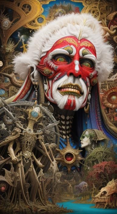 Surreal Chaos Landscape in Detailed Decalcomania Style