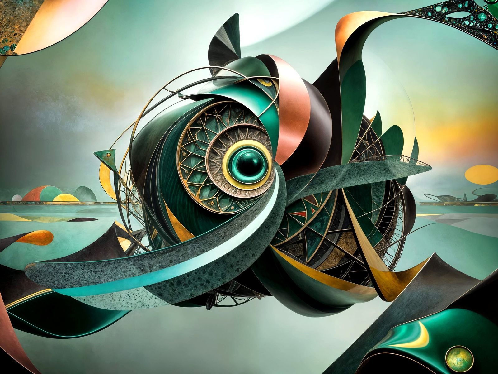 Abstract Blending Cycles with Verdigris, Detailed Matte Pain...