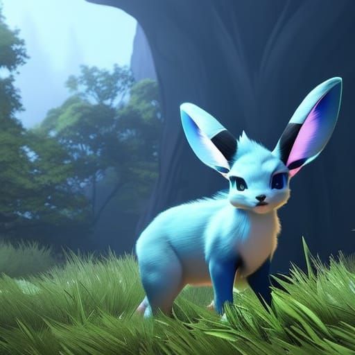 Realistic Glaceon Pokemon in Dark Fantasy Style