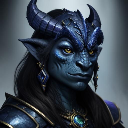 Sapphire Crystal Dragonborn: Epic Fantasy Portrait