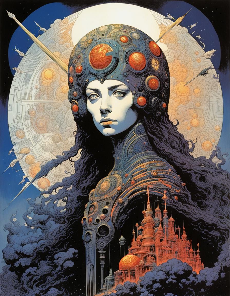 Psychedelic Sci-Fi Landscape in Graphic Novel Style