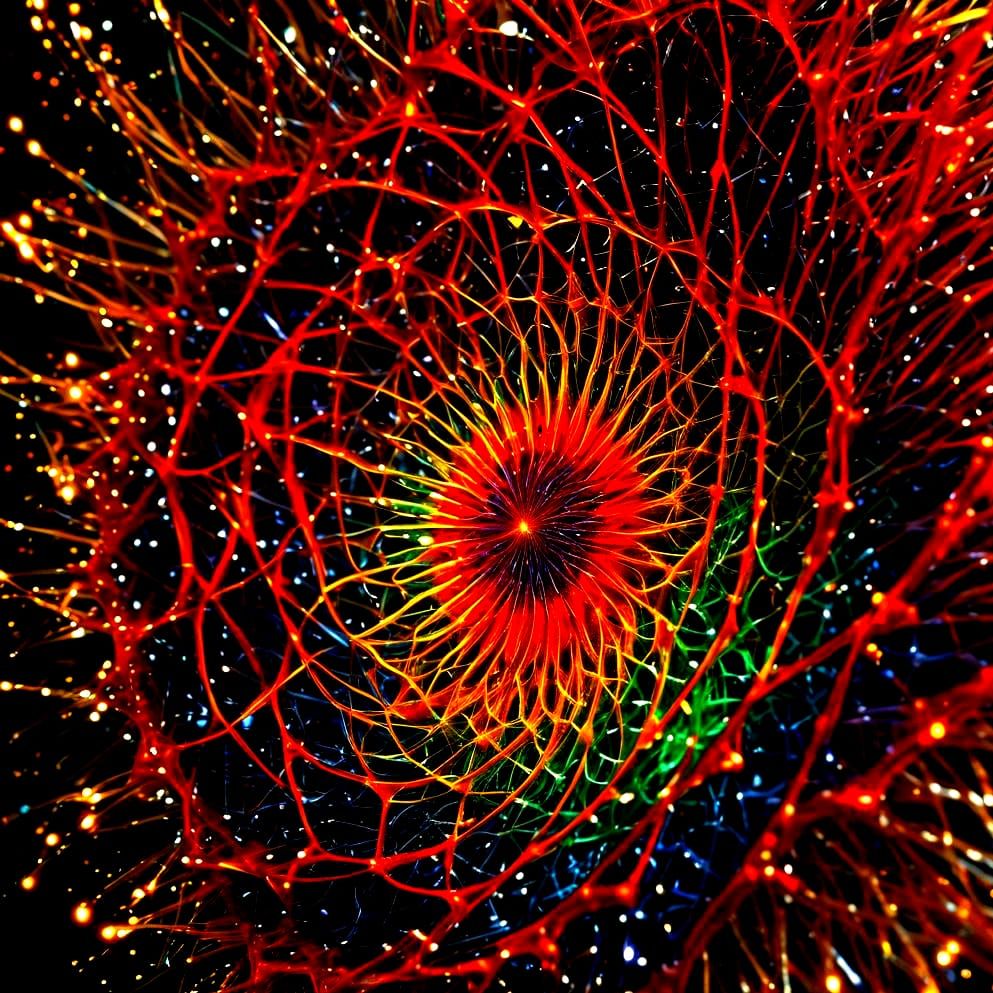 Abstract Dada Composition with Prismatic Reflections