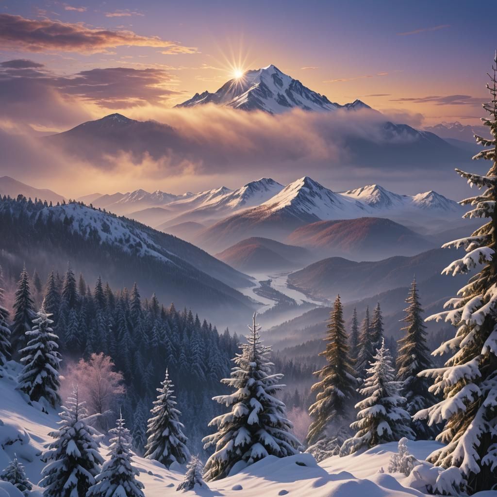 Snowy Ben Lomond at Dawn: Matte Painting