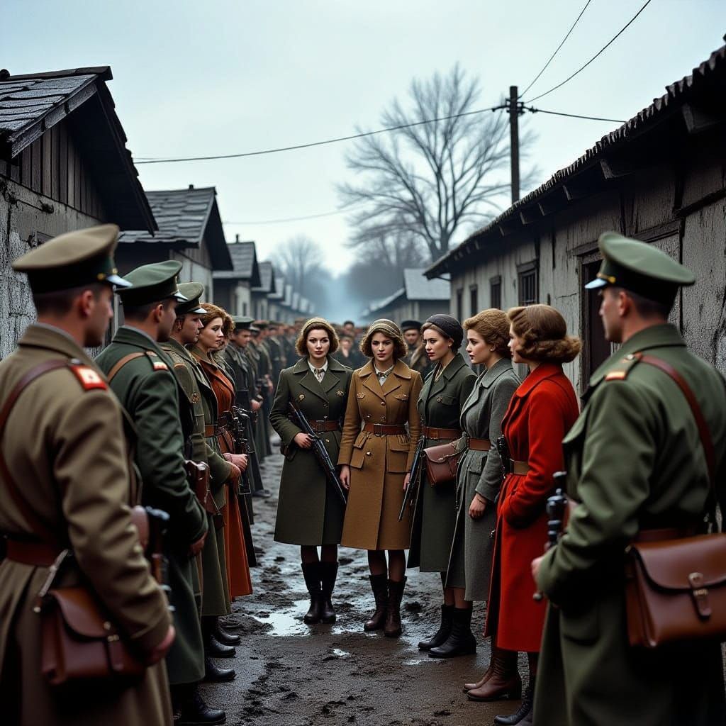 WWII Prison Camp Scene: Russian Girls Arrive in a Gritty, Re...