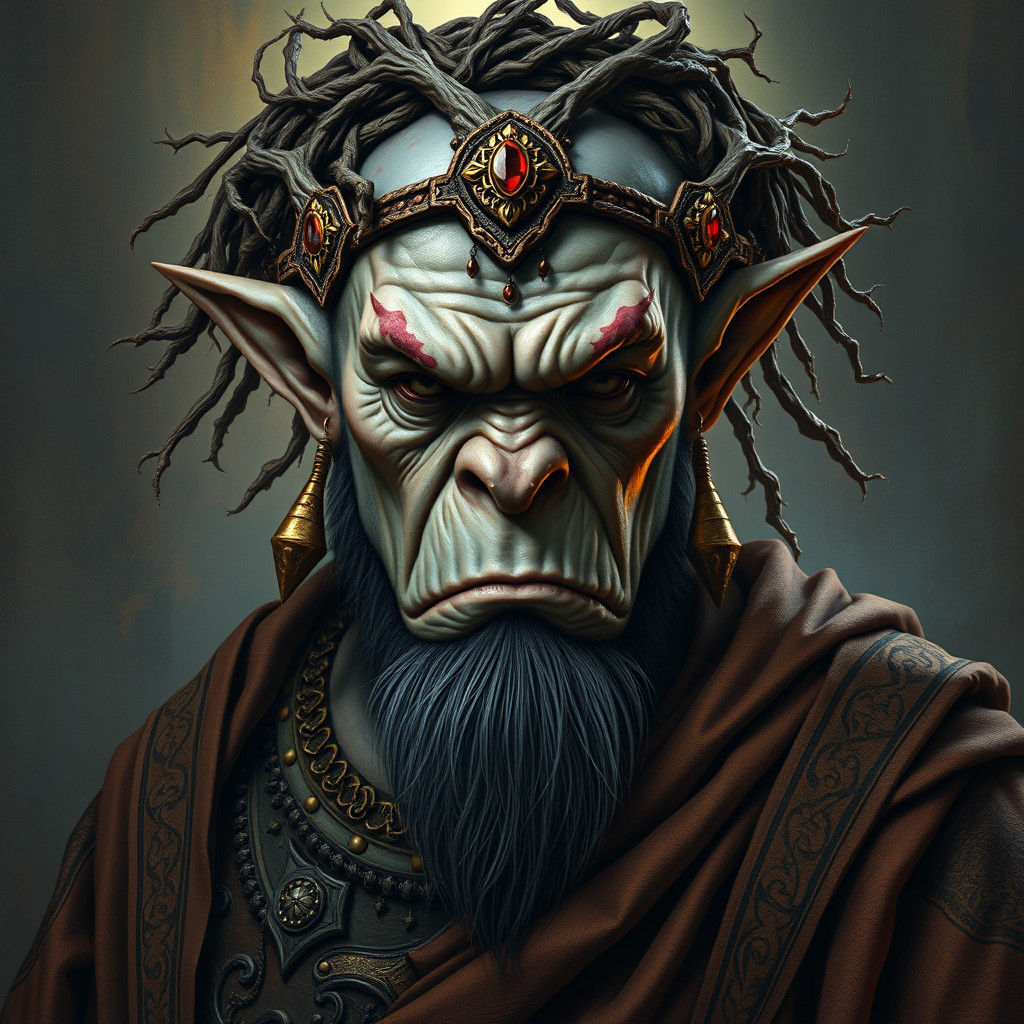 Medieval Ogre Woman Portrait in Mystical Style