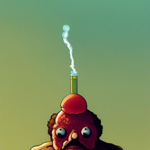 Hyperrealistic Comic Portrait of Meatwad Smoking Cigar