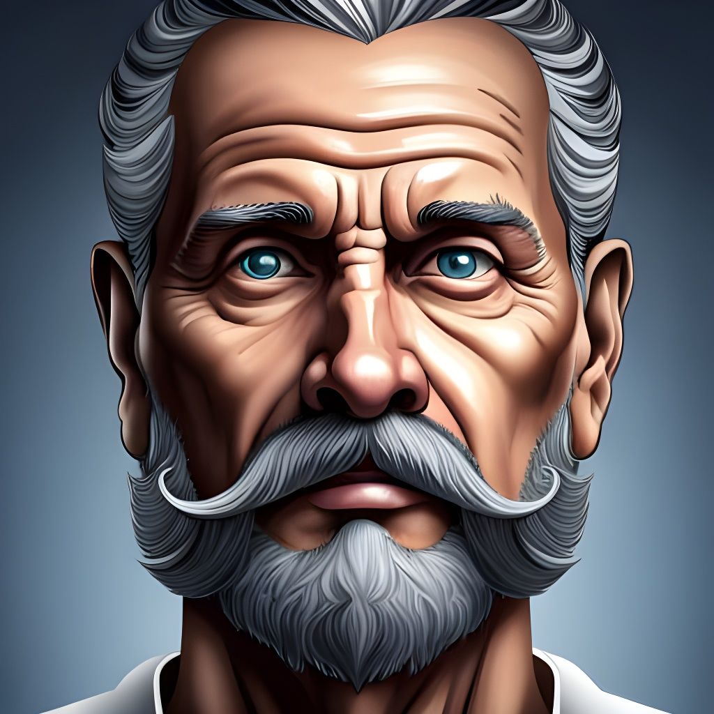 Distinguished Man with Handlebar Mustache, Detailed Portrait
