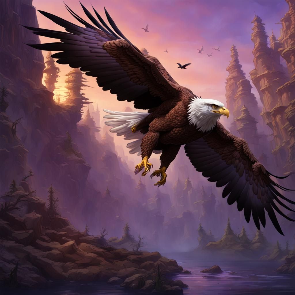 Eagle in Flight: Dark Fantasy Concept Art