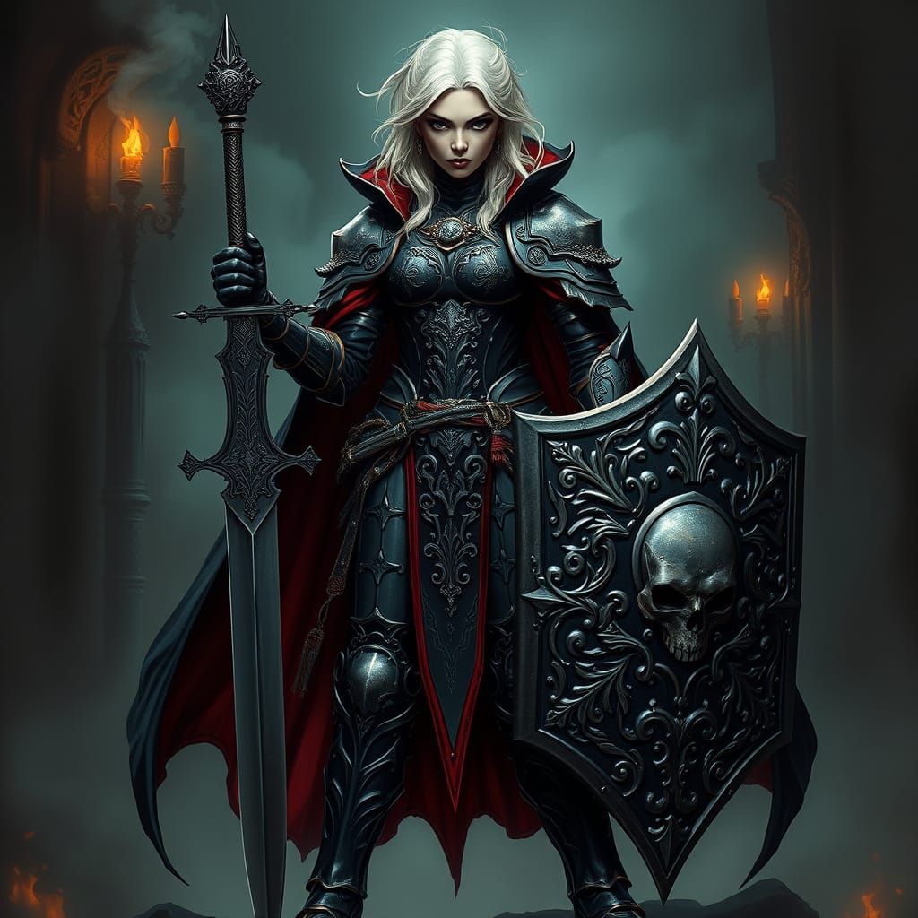 Dark Fantasy Necromancer in Gothic Armor