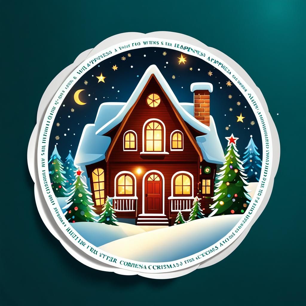 Winter Christmas Happiness Sticker Design