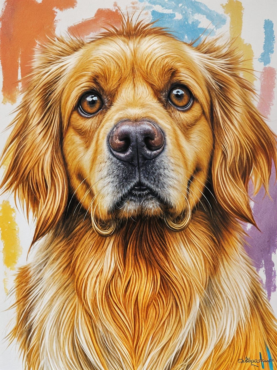 Vibrant Golden Retriever Portrait with Big Eyes