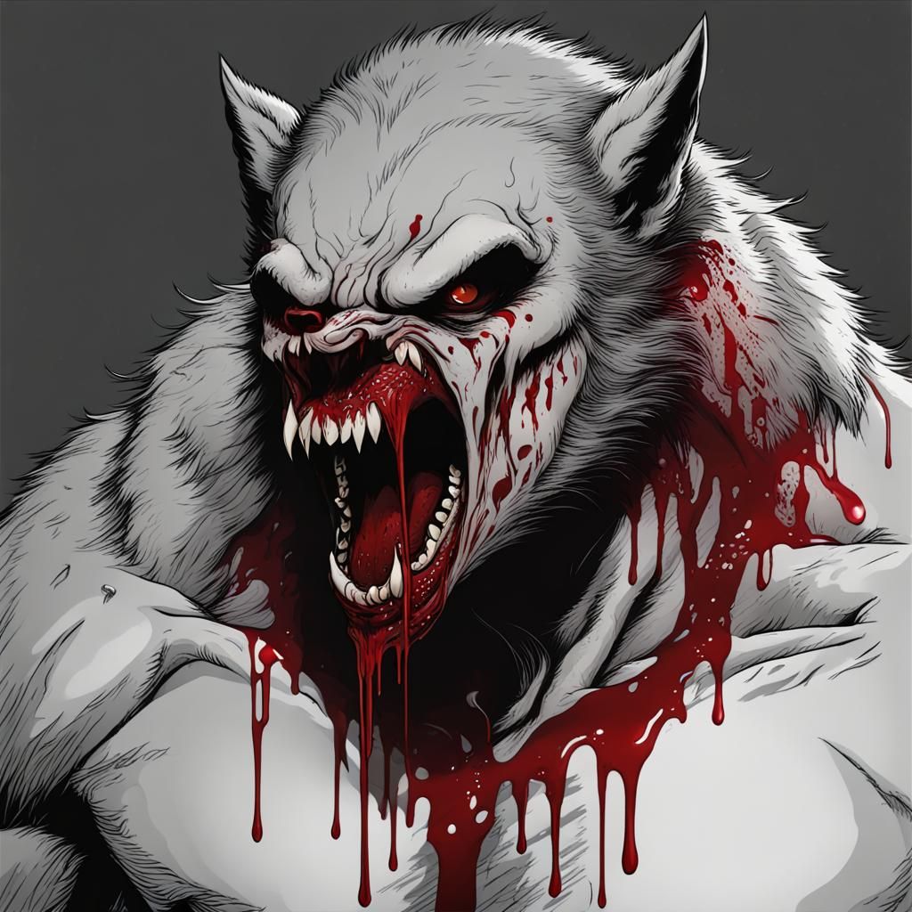 Blood Dripping: A Werewolf's Ferocious Feast