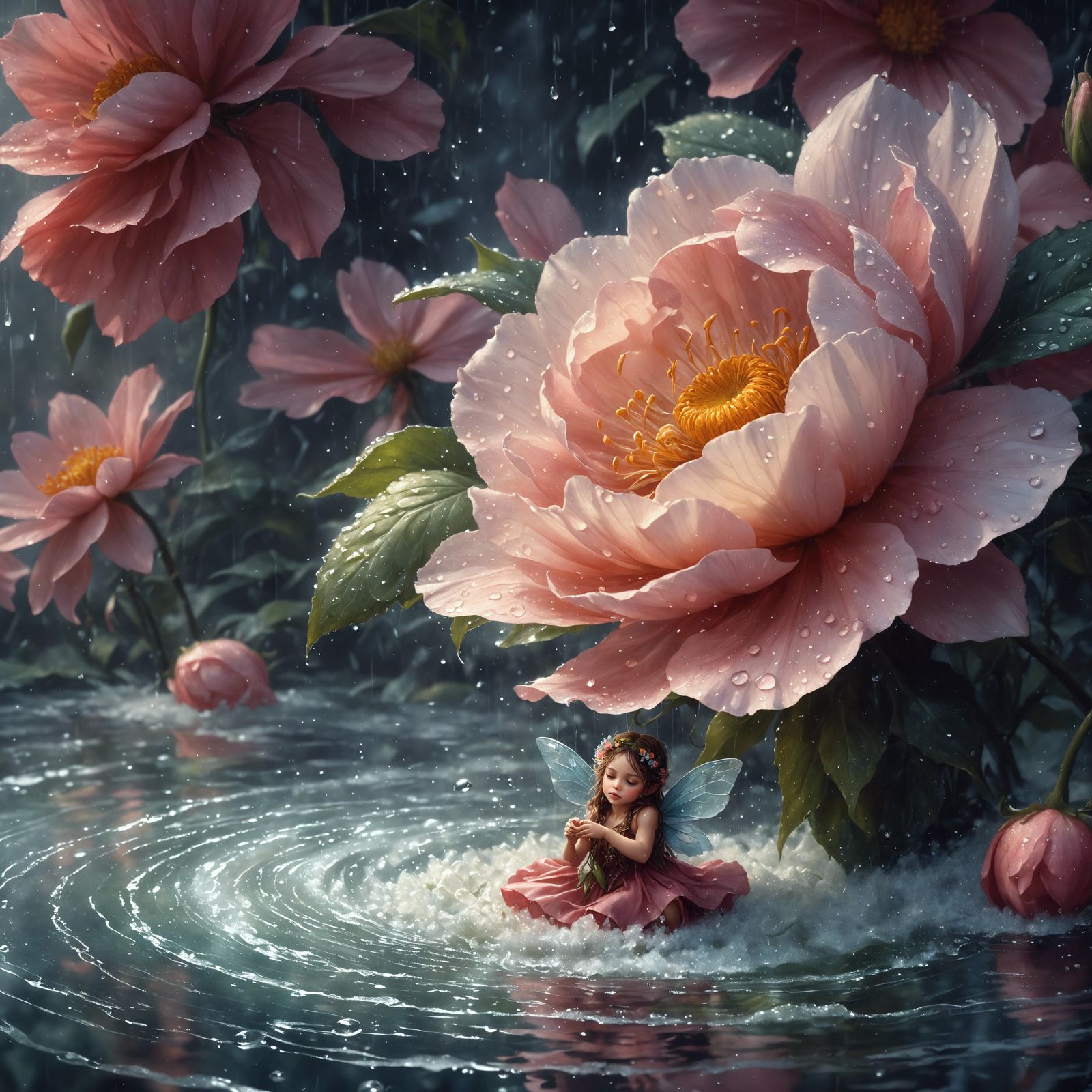 Fairy Sheltered from Rain, Romanticism Oil Painting