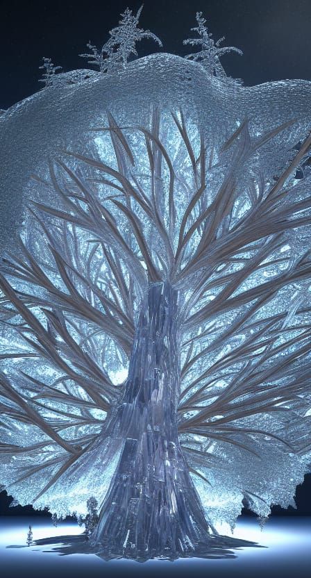 Epic Crystal Redwood Tree, Fantasy Sci-Fi Concept Art