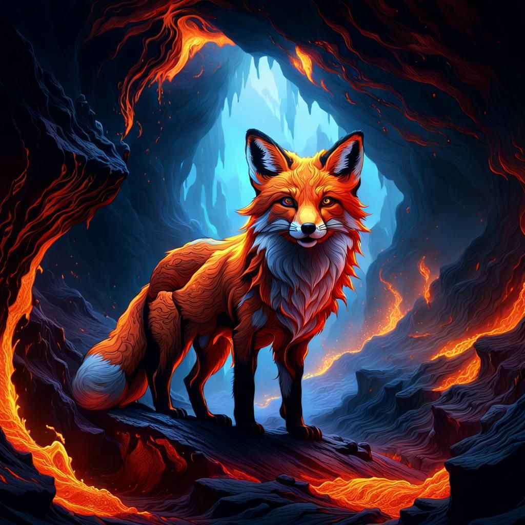 Fox made of magma