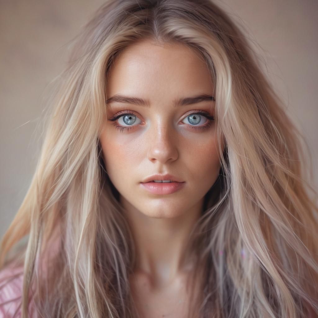 Vibrant Portrait of a Playful Woman in Pastel Colors