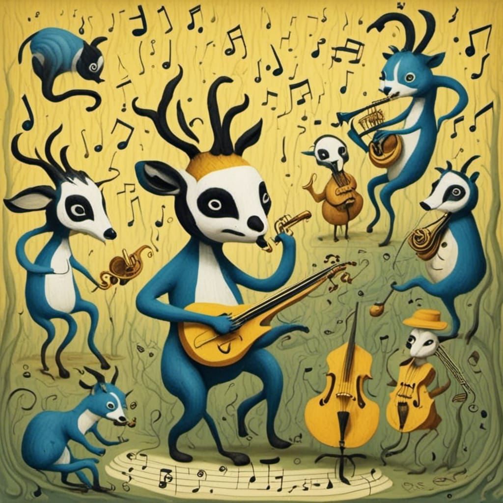 Jazz Band of Cute Creatures in Whimsical Illustration