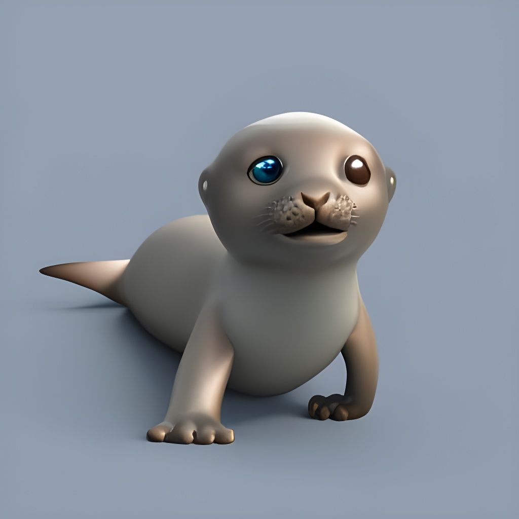 Pixar-Style 3D Render of a Baby Seal