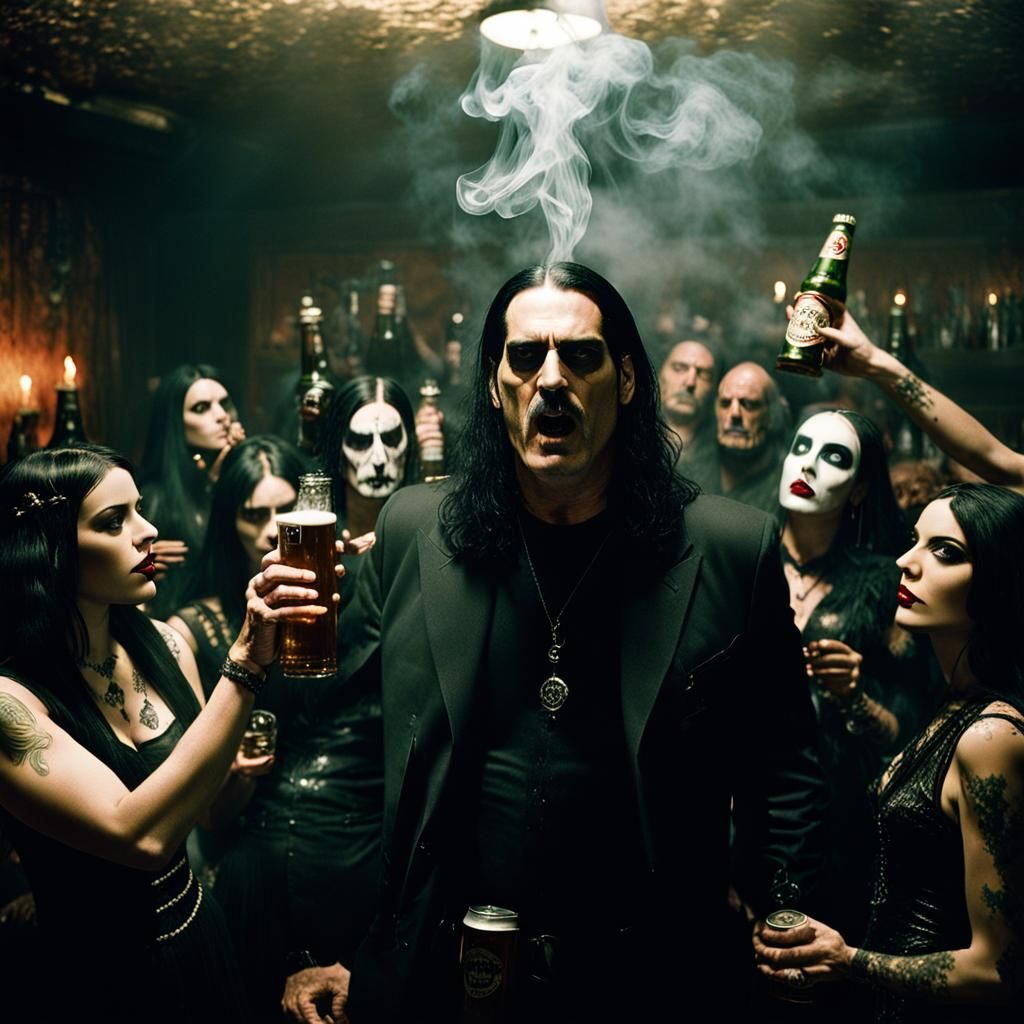 Peter Steele with Goth Girls: Cinematic Film Still