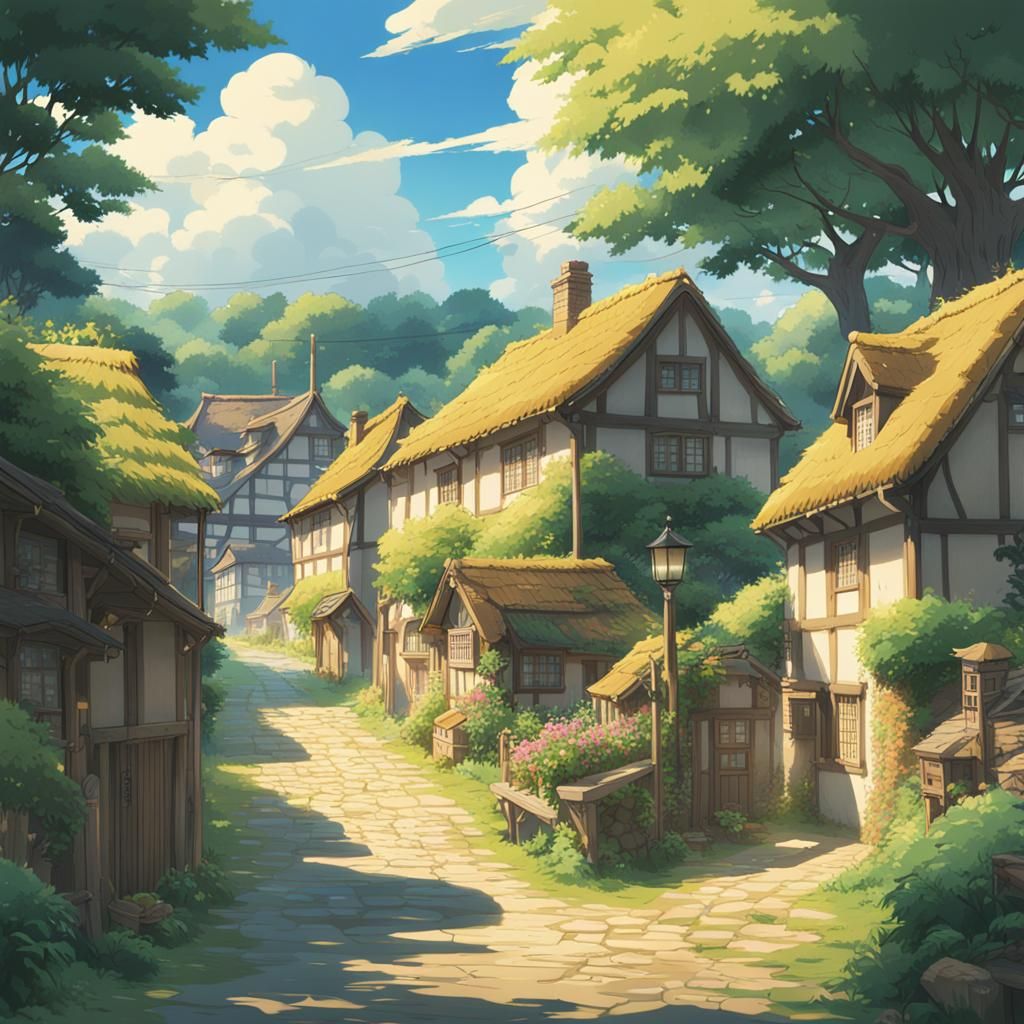 Cozy English Village: Studio Ghibli Anime Key Visual
