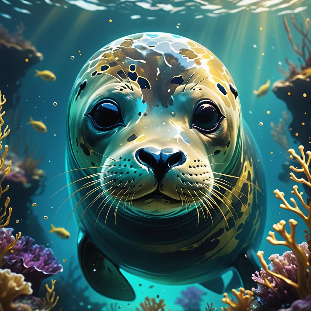 Underwater Seal Concept Art in Triadic Colors
