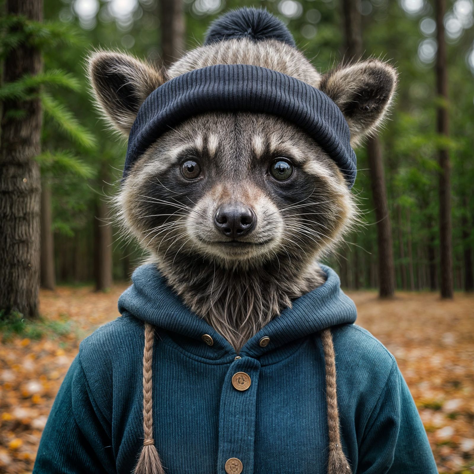 Raccoon Wearing a Beanie Hat