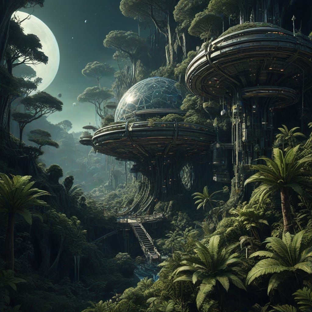 Extraterrestrial Space Station on Mars in Fractal 3D