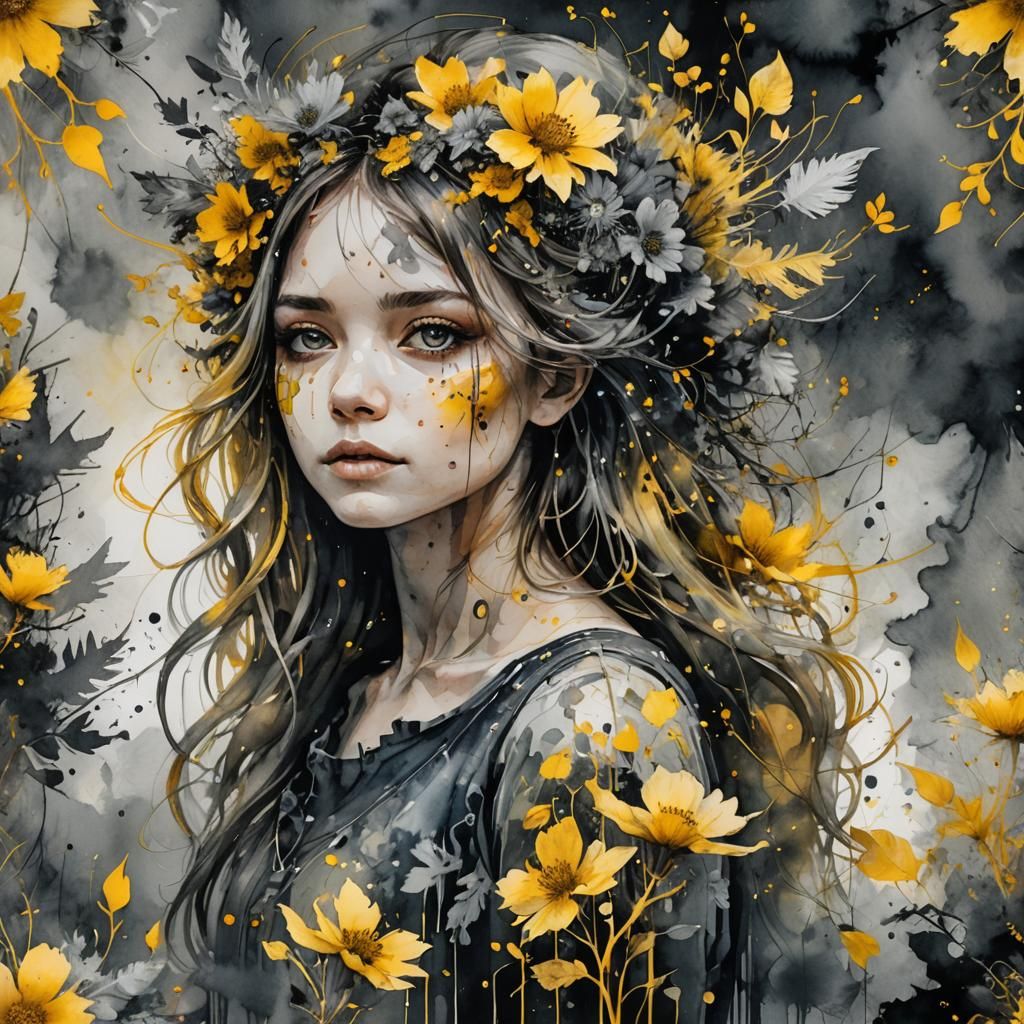 Double Exposure Fairyland Watercolor Illustration