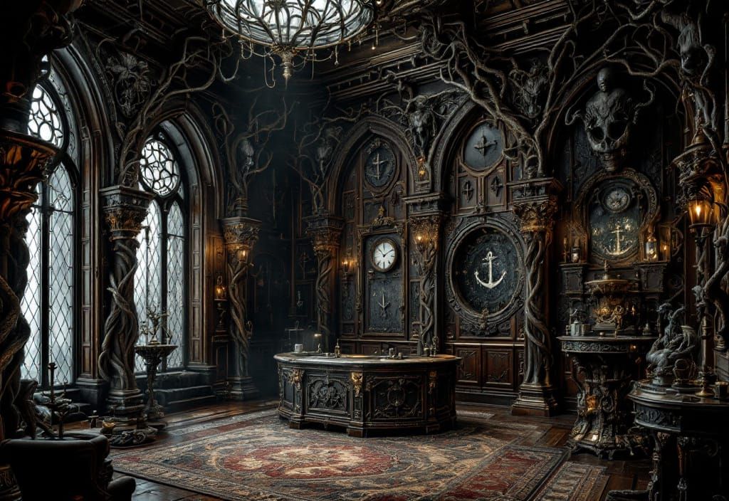 Ornate Gothic Chamber with Nautical Carvings