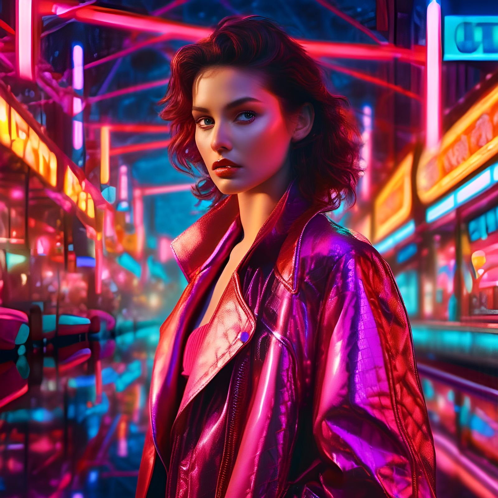 Neon Nightlife Fantasy Fashion Shot 💫🩷💄2x