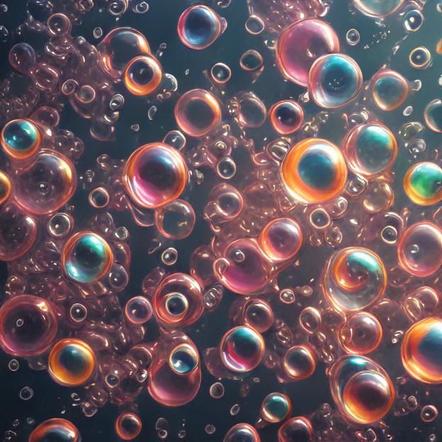 Iridescent Underwater Bubbles in Geometric Watercolor Style