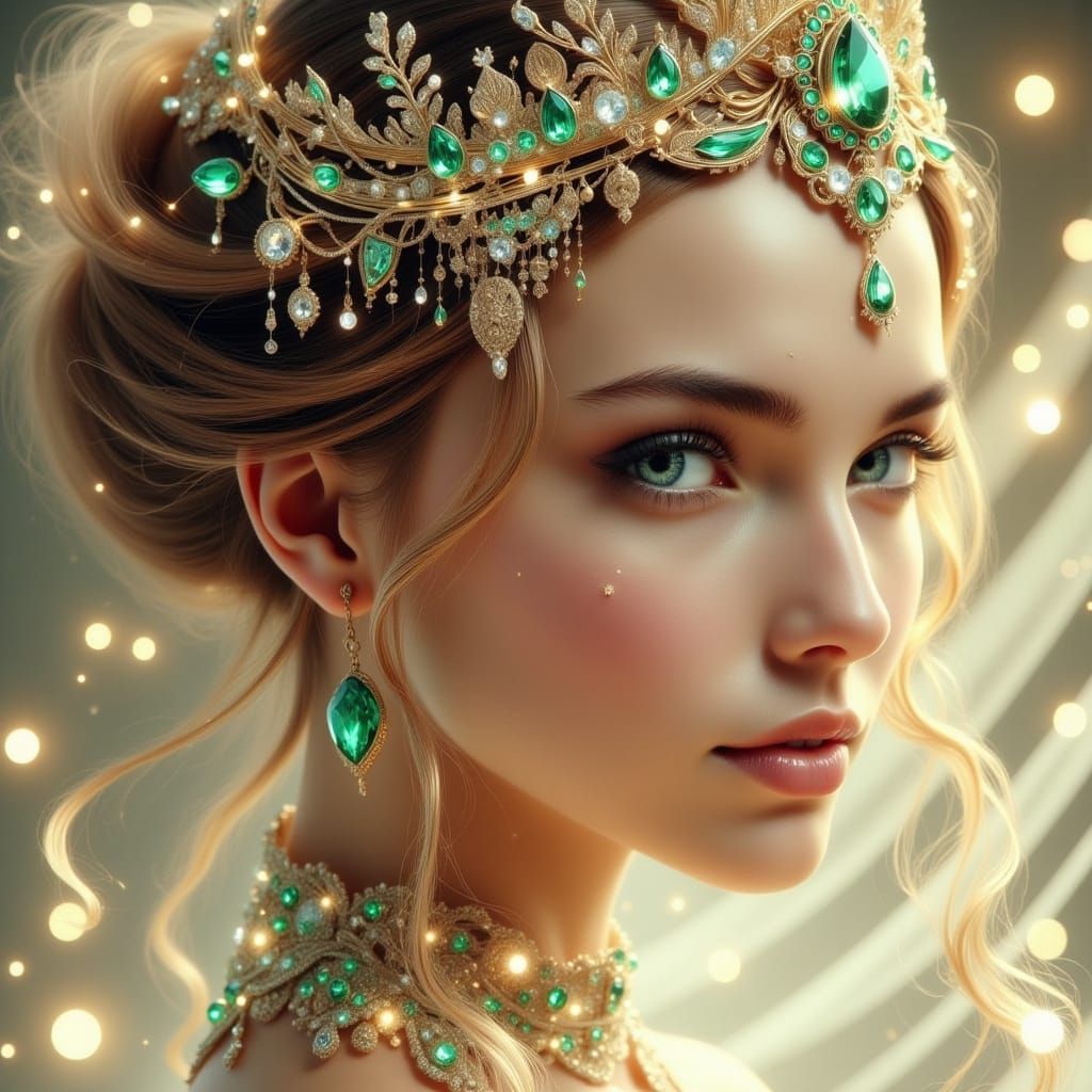Regal Young Woman Adorned in Exquisite Tiara