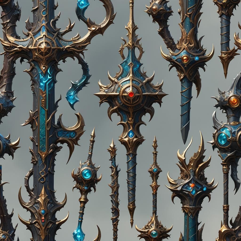 Fantastical Holy Weapon Staff in Detailed Matte Painting