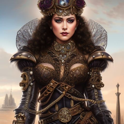 Steampunk Princess Portrait in Detailed Armor
