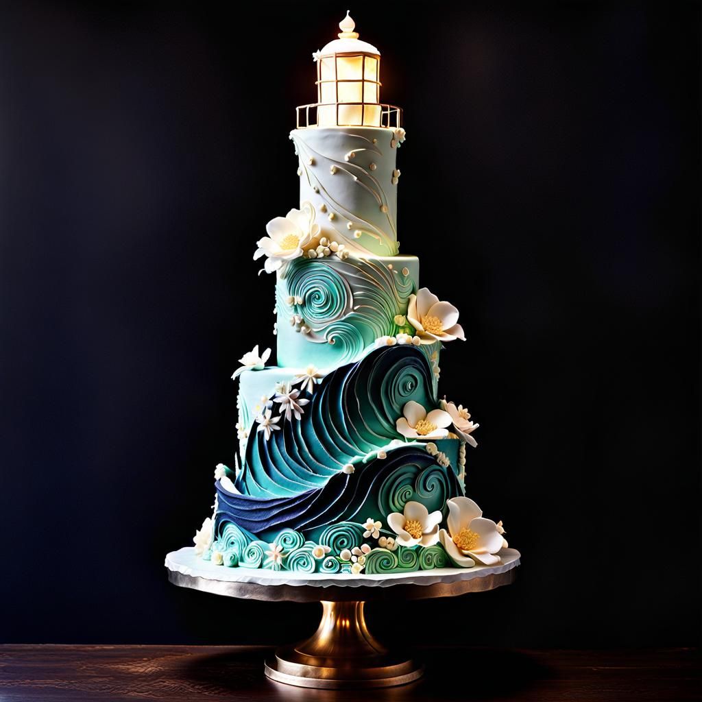 Majestic Storm Lighthouse Cake Sculpture
