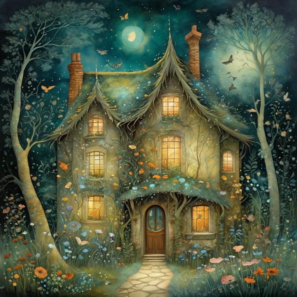 Intricate Home Illustration in Fauvist Style