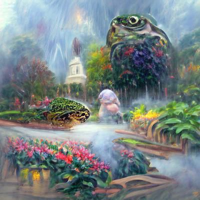 Frog's Botanical Garden Adventure: Ethereal Fantasy Art