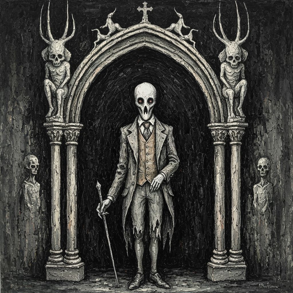 Haunting Victorian Figure in Gothic Archway