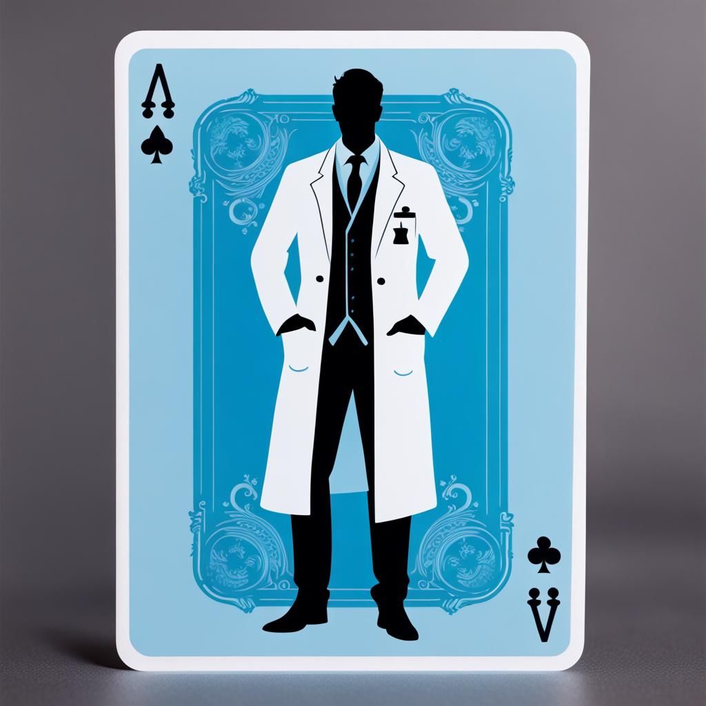 Playing Card with Silhouette in Suit and Lab Coat