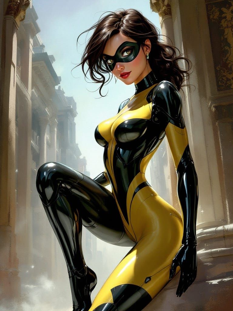 Superheroine Study in Black and Yellow