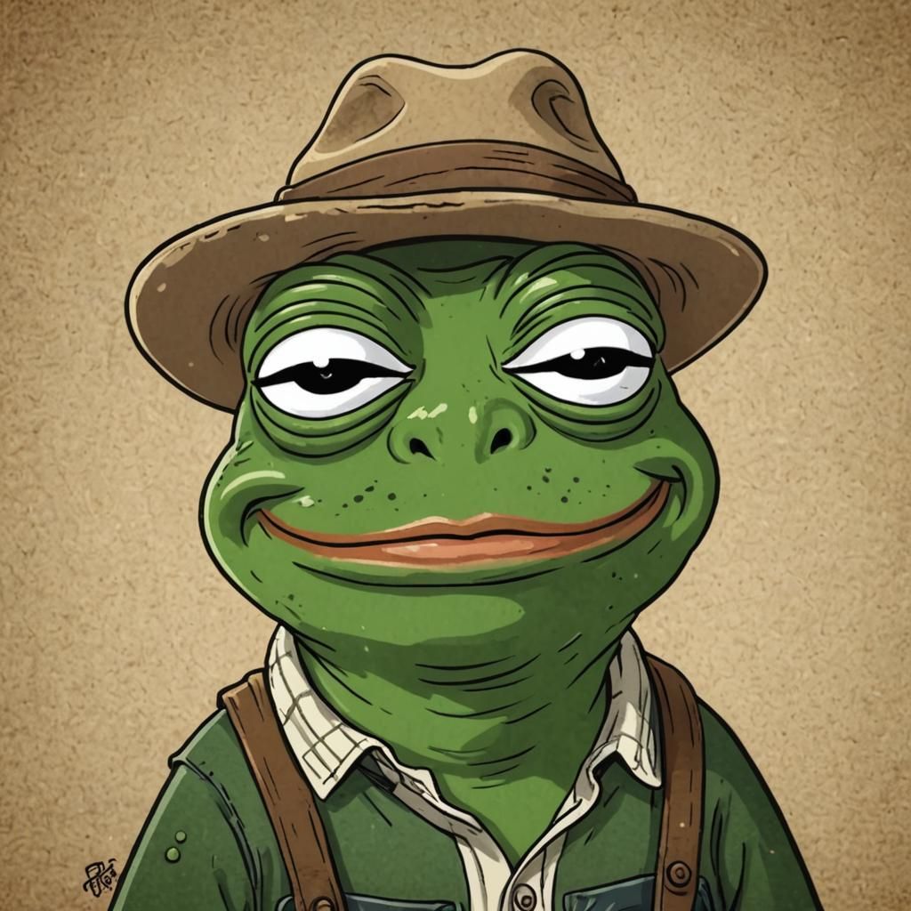 Cartoon Farmer Pepe the Frog