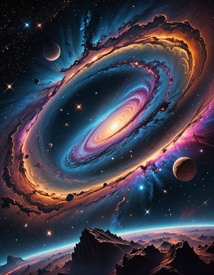 Surreal Cosmic Wonder in Low-Poly Digital Art