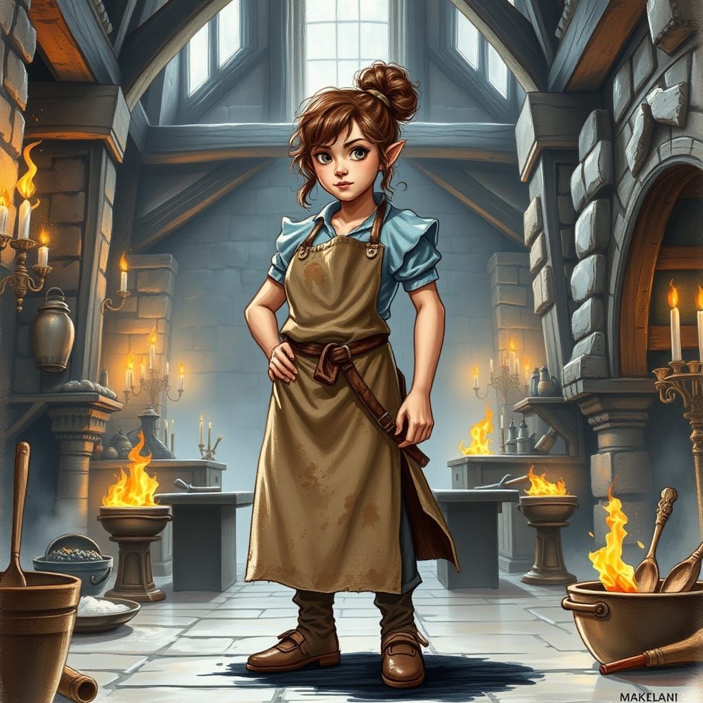 Medieval Halfling Chef in Dark Fantasy Style