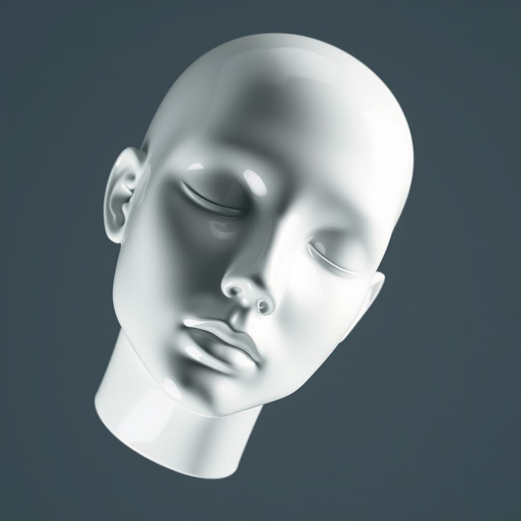 Porcelain Mannequin Head in Bird's-Eye View